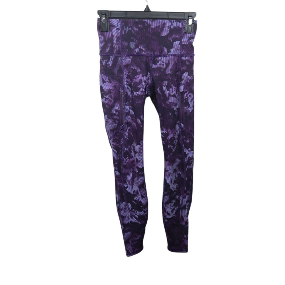 Athleta Rainier Printed Tight Purple Floral High Rise Leggings XXS‎